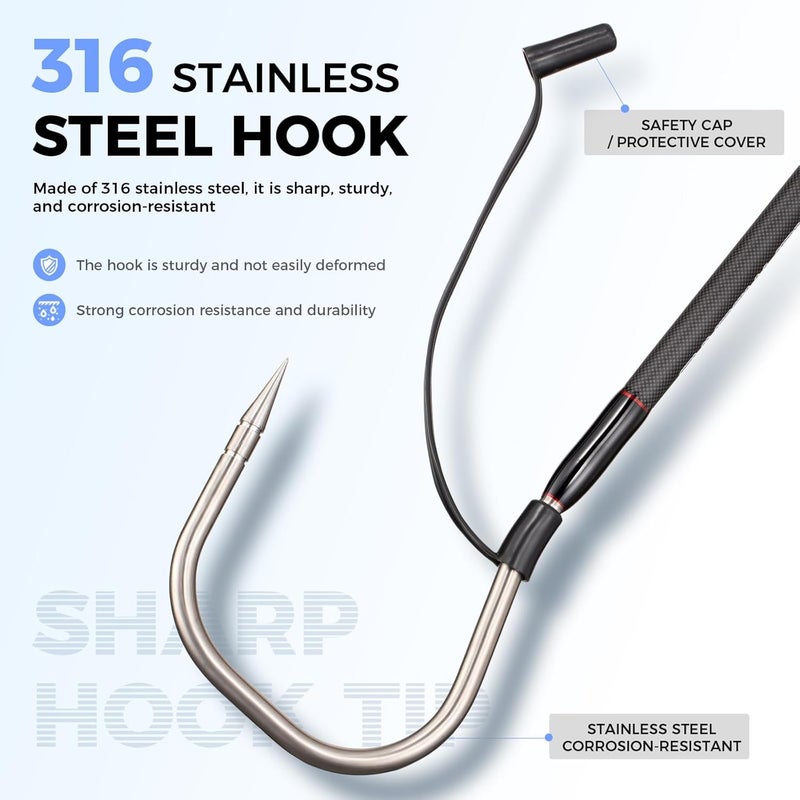FISHAPPY Fishing Gaff Saltwater Fish Gaff with S316 Stainless Steel Fishing Hook Carbon Fiber Fishing Gaff - Image 2